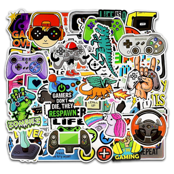 GHYT Gaming Stickers til børn Vandflasker Video Gamer Stickers til Laptop Game Belønning Vinyl Stickers Pakke til lærere