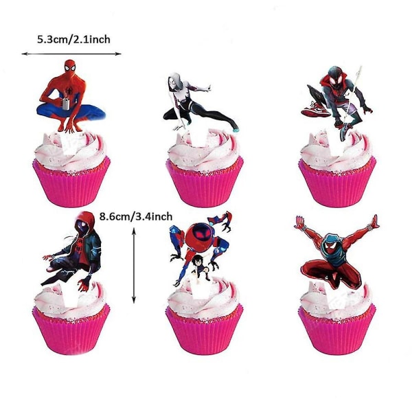 Spider-man: Across The Spider-vers-tema Barnebursdagsfest dekorasjonssett, inkludert banner, ballongsett, kakecupcake toppers, virveldekor, del