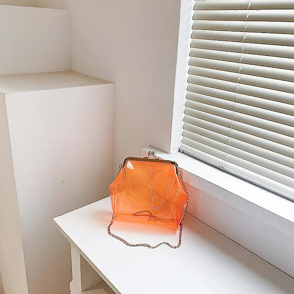 WABJTAM Genomskinlig PVC Kiss Lock Kedja Cross Body Väska Dam Clutch, Blå