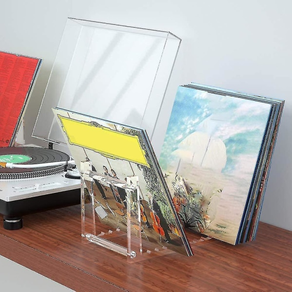 Klar Vinyl Record Stand Holder Til Desktop Album Opbevaring, Pladehylde Display Til Desktop Picture