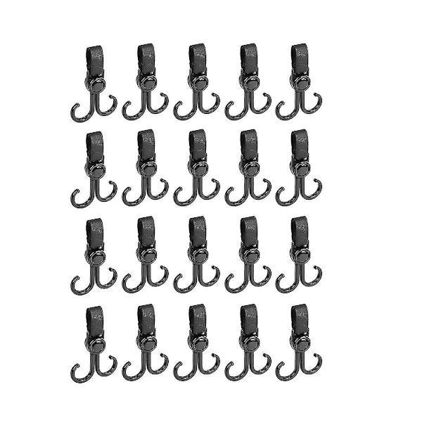 20pcs Double Hook Baby Stroller Hooks 360-degree Rotation Adjustment Cart Hook And Loop Fastener Bi