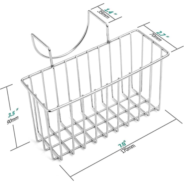 Kjøkken svamp holder vask kurv vask caddy børste oppvaskmiddel dryppestativ sølv liten (7\"x 2.7\"x 3.5\")