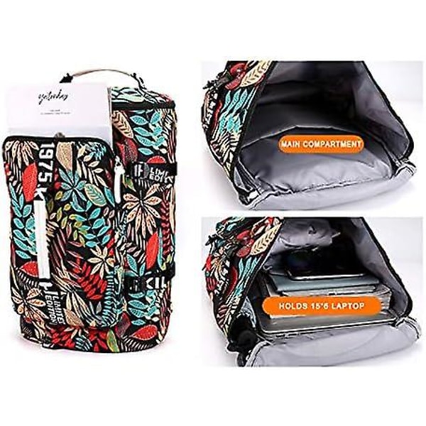 Ny, lämplig Gym Duffel Bag Kvinnor Övernattning Medium Lättvikt Hopvikbar Weekender Resväska Sport Atletisk Vattentät Ryggsäck Blommönster