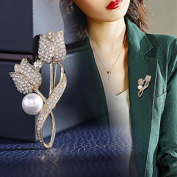 Rintaneula Strass Tulppaani Kukka Rintaneula Heijastamaton Puku Rintaneula Kaulus Pin Korut Kulta