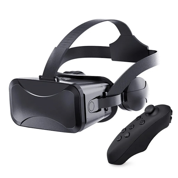 VR-headset Virtuella verklighetsglasögon 3D med fjärrkontroll Upplev spel för Android/iOS 4,7-6,7 tum, (Svart)