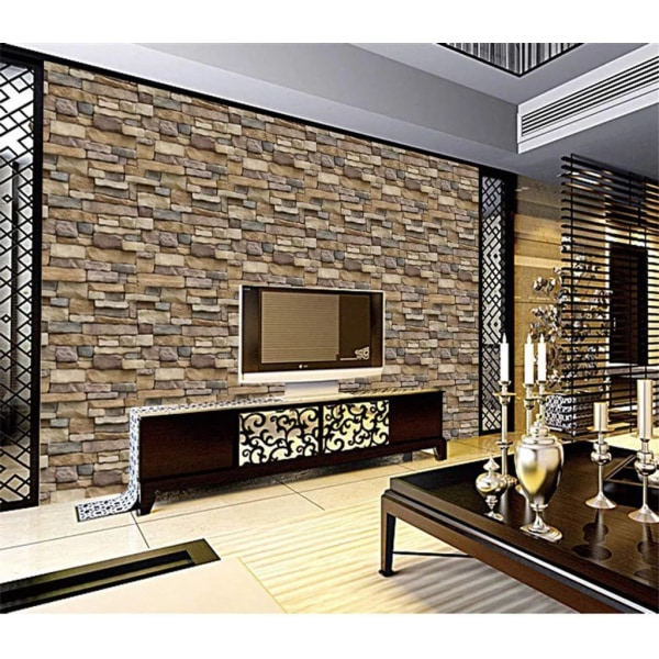 Självhäftande väggpaneler Dekorativ steneffekt 3D-paneler PVC stenvägg 45cm x 1m