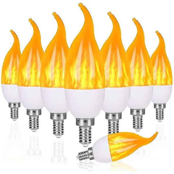 LED-flammeflimrende pære LED-brandemulering lys E14 E27 stearinlyslampe 4 moduser belysning kreativ juleatmosfærelampe hjemmedekor 1 stk.（1 stk., E27）