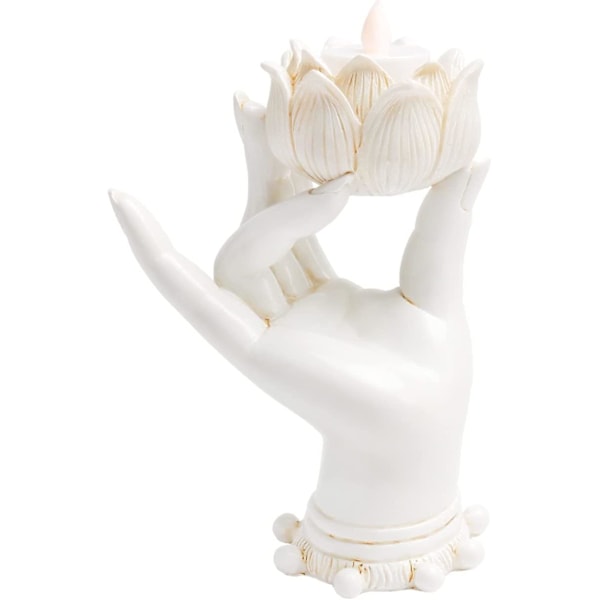 18 cm Vintage Meditationsljusstake Tealight Ljusstakar Buddha Dekor Andlig Dekor Hand Ljusstake För Middag i Levande Ljus Bröllopsbord Party Dekor