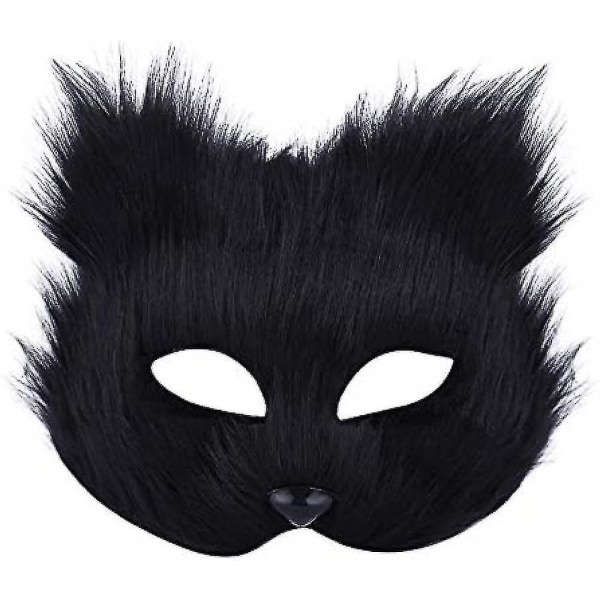 JUSCH Maske Halloween Ræve Maske Cosplay Kostume Halvt Ansigt Dyr Furry Party Juleøje Kattemasker Påske Halvansigtsmasker