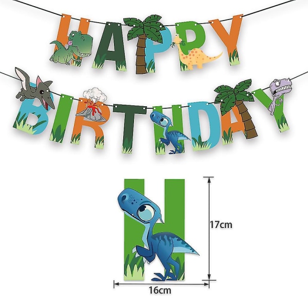 Børnefødselsdag dinosaur latex balloner, dinosaur fødselsdag dekoration sæt, børns fødselsdag dekoration med tillykke med fødselsdagen banner