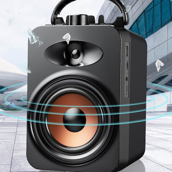 Bärbar Bluetooth-högtalare med dubbla subwooferbas, Bluetooth 5.0 trådlös högtalare stödjer FM-radio, litet stereoljudsystem för hem, fest