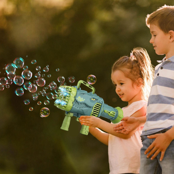 Dinosaur boblemaskin for barn, rakettbobleblåser for bursdags bryllupsfest utendørs (lysegrønn)