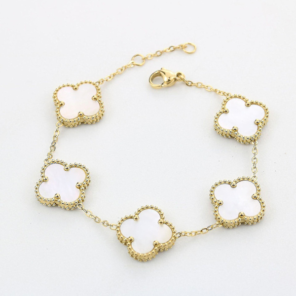 Bejoey Four Leaf - Armbånd 18k Gullbelagt Rustfritt Stål Dobbeltsidig Ettermarked