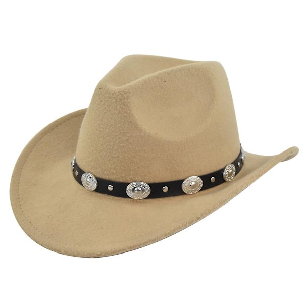 Klassinen cowboy-hattu Retro Jazz Hat Etninen villahuippulakki Huopahattu Retro Faux Sheep Hat Cowboy Hat