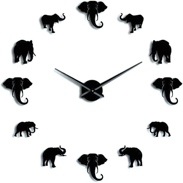 Väggklocka - Unik väggklocka i form av en elefant, DIY akrylspegel, hängande klockdekor för hemmet