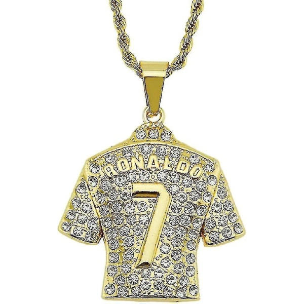 Jersey halskæde vedhæng til mænd, Hip Hop Ronaldo No.7 Jersey halskæde multi-farve valgfri (sølv)