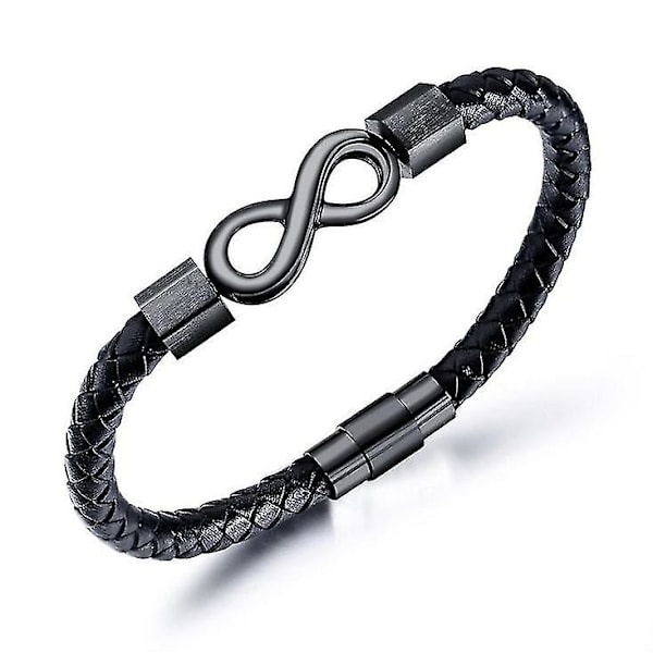 Till min man, Infinity läderarmband, present till man från fru, jag älskar dig för evigt och alltid, armband till pojkvän, årsdag (svart)