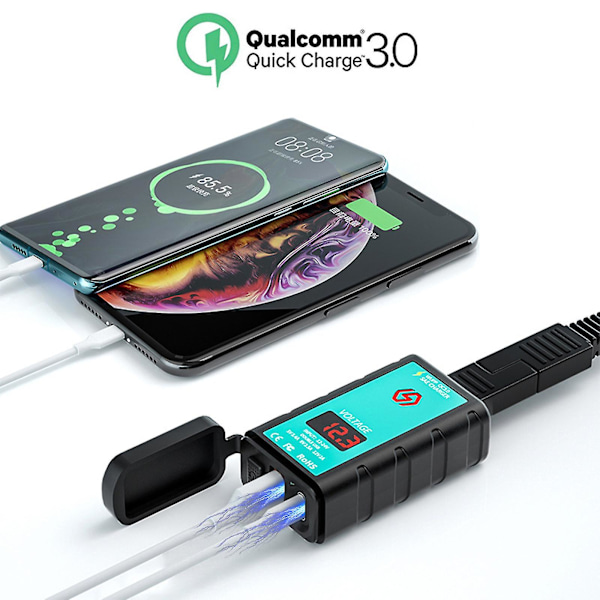 Qc3.0 Usb Typ-c Snabbladdare för Motorcykel Telefonhållare för Styrfäste 1st