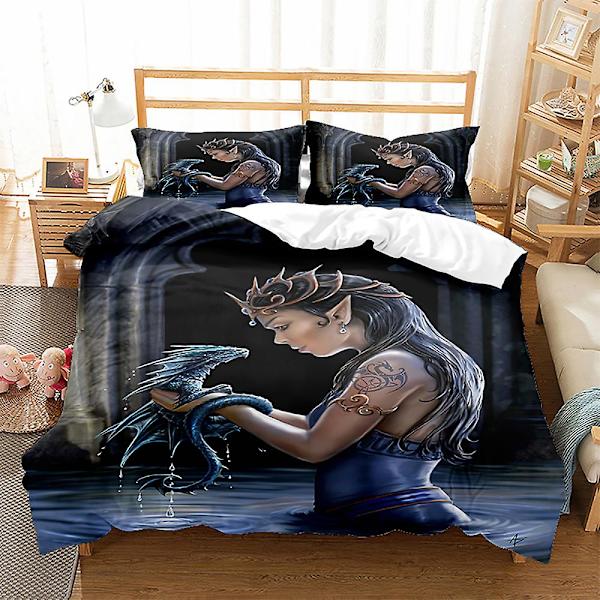 3D Digitaltryck Svart Flicka Quilt Cover Pillowcase Sängkläder Tre Delar Set FZN8 180*200cm -ZHENV（180*200cm）