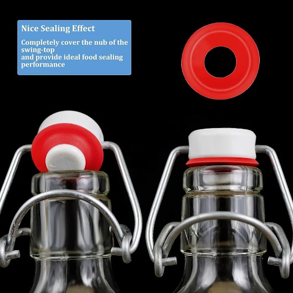 Silikonpackningar - för swing top-flaskor, tillverkade av mjuk silikon, (röd + vit)