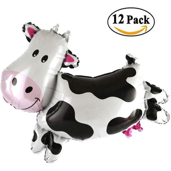 12 stk Cow Shape Mylar folieballong, Bursdagsfestutstyr til dyreku-tema, 14" tommer