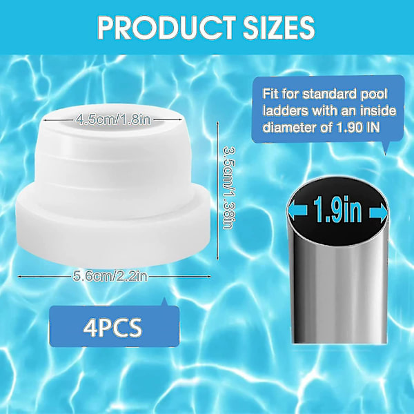 2 st Pool Stege Stötdämpare för Inbyggd Pool, Vit Gummi Inbyggd Pool Stege Kappor Passar 1,90 Simbassäng Stege (2 st)