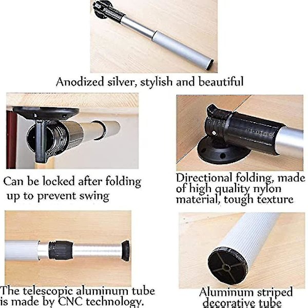 Justerbara stödben i aluminiumlegering, hopfällbart matbord, bordsben, lyftstångsben, justerbara stödben, teleskopiska hopfällbara multifunktionella
