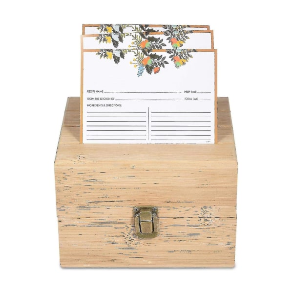 Bambu Wood Recept Box med 50 kort Handgjord case för flera ändamål Praktiska köksredskap Gratis frakt