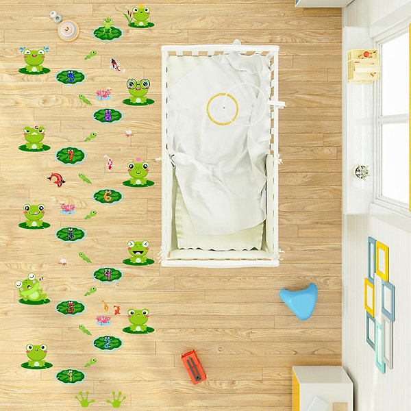 Wabjtam Frosk Lotus Blad Hoppespill Hoppespill Klistremerker Gulv Klistremerker, Unike Gulvkunst Dekor For Babyer Barnerom Soverom Barnerom