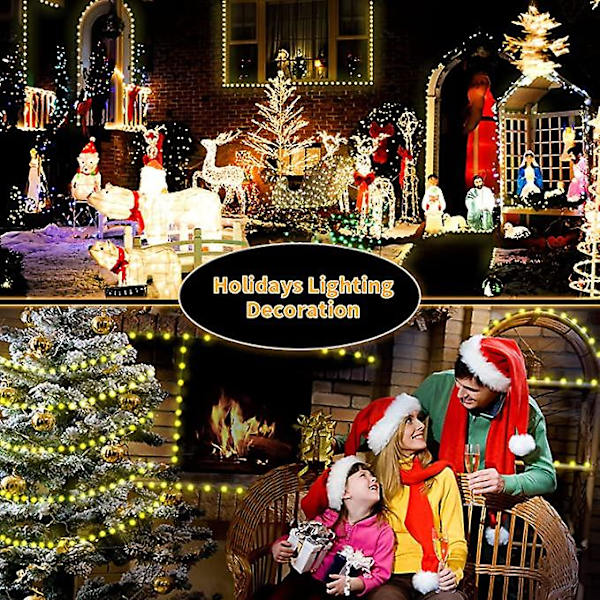 10M Superlånga Julbelysning Utomhus, 100LED 10m Lång Plug in Grön Tråds Julgransbelysning med Fjärrkontroll, Halloween Juldekorationer