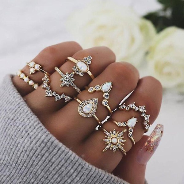 Ghyt Knuckle Stacking Rings For Women Teen Girls,boho Vintage Finger Rings Stackable Gold Silver Midi Rings Set Multiple Rings Pack