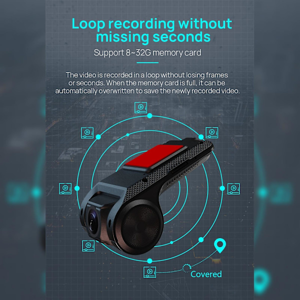 Enkelobjektiv 120 vidvinkel 1,3 megapixel objektiv, Android-navigering USB-färdskrivare