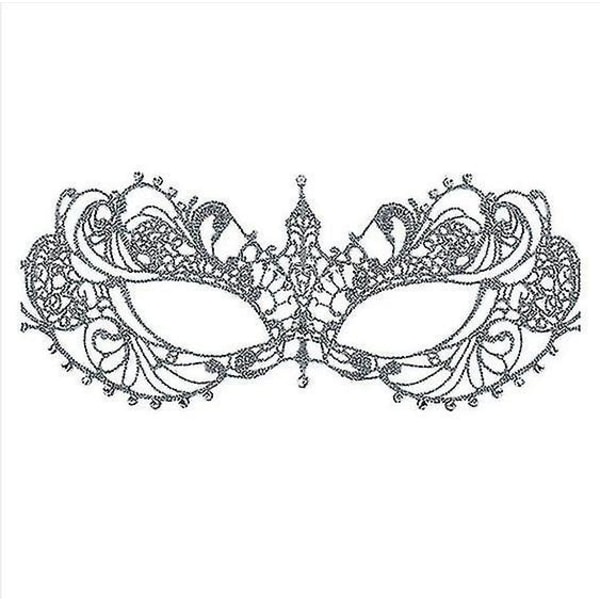 Fifty Shades Darker Lace Rhinestone Mask Sexy Mystisk Halloween Prom Party Qucyy Gave（sølvfarvet）
