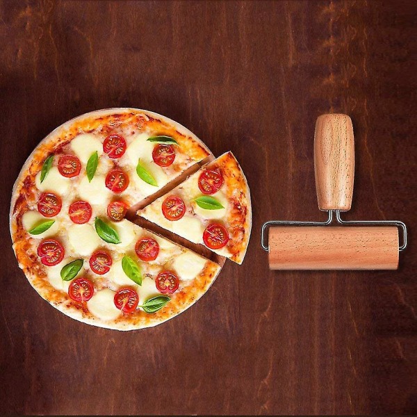 Leivonnainen pizzarulla - puiset kaulintangot, jotka sopivat leivontaan non-stick-telineen kanssa, puinen taikinarulla, yhteensopiva lasten kanssa