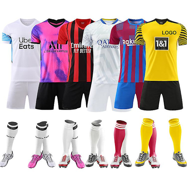 Tilpasset Retro Team Fodboldtrøje Sæt Mænds Børnetrøje Fodbold S（L，Real Madrid hjemme）