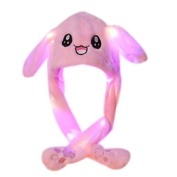 Led Glødende Plys Moving Rabbit Hat（Pink kanin）