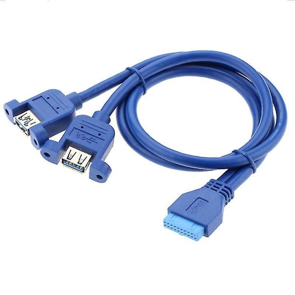 Usb 3.0 Dubbla Portar Honmontering Typ Till Moderkort 20pin Header Kabel Blå 30cm 50cm（0.5M）