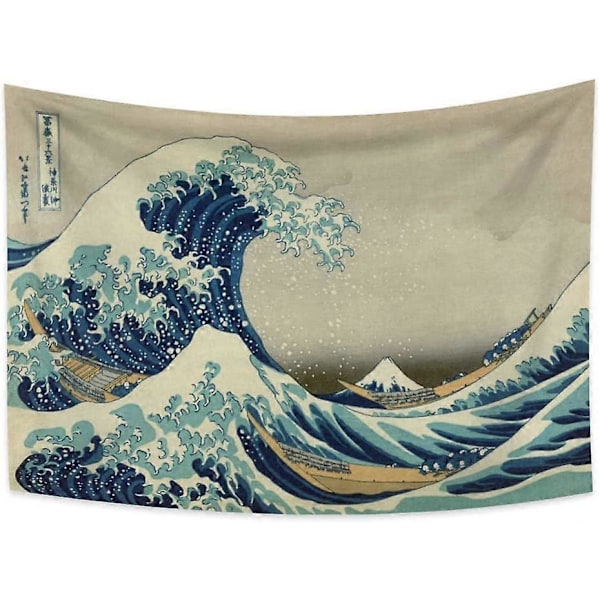 Väggdekor 180x120CM Vågtäcke Havsvågstäcke Den Stora Vågen utanför Kanagawa Katsushika Hokusai Trettiosex Vyer Mount Fuji Väggbonad