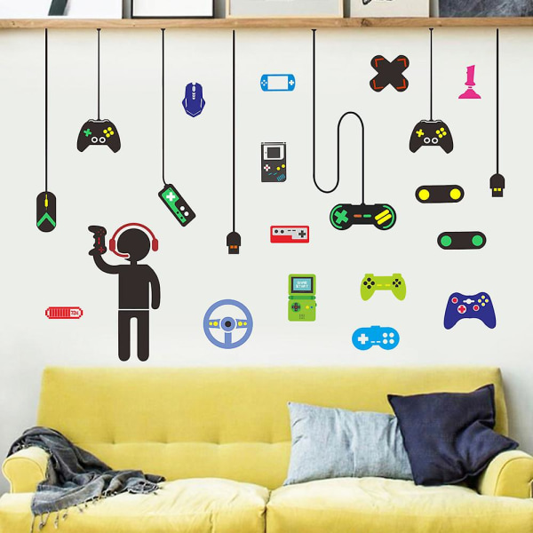 Game Room Wall Stickers Video Gaming Controller, Vinyl Wall Decal Game Zone Loading Wall Sticker Gamer Boy Wall Decal Tapet Art Design for Kids Mig