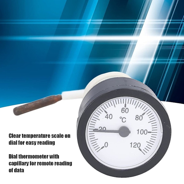 Instand Read 2-tums urtavla termometer, urtavla termometer, 0120c kitteltermometer, rostfritt brygglagertermometer, för mätning av vätskor, främst vatten