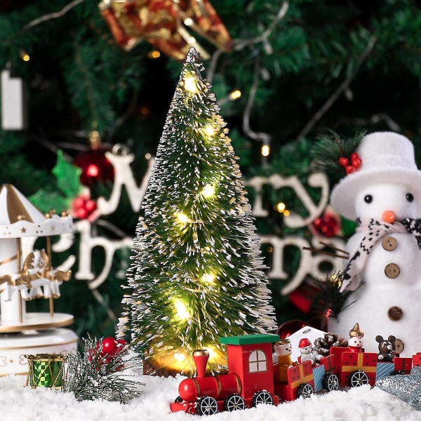 Mini ceder julgran med LED-ljus Fest Liten tall strängljus Hem Juldekor Present（Varmt ljus）