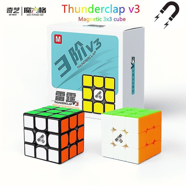 Qiyi Thunderclap V3 M 3x3 Magic Speed ​​Cube Stickerless Professionella Fidget Toys Thunderclap V3m Cubo Magico Puzzle（Magnetic V3M Black）