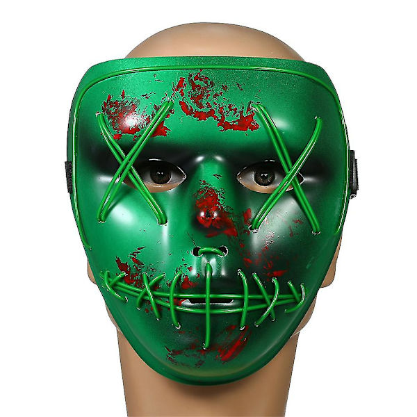 Vuxen Halloween LED-upplyst Mask Halloween Kostymtillbehör för Festival Maskerad Cosplay Party Performance - Grön Ljus Röd