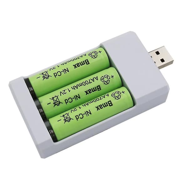 Universal USB-utgangsbatterilader 3-sportadapter for AA AAA-batteri