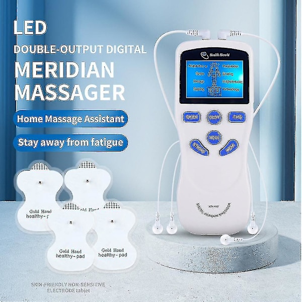 Elektrisk Tens-maskin Enhet Puls Muskelstimulator Massager Fysisk Terapi Smärtlindring Med 4 Elektrodplåster