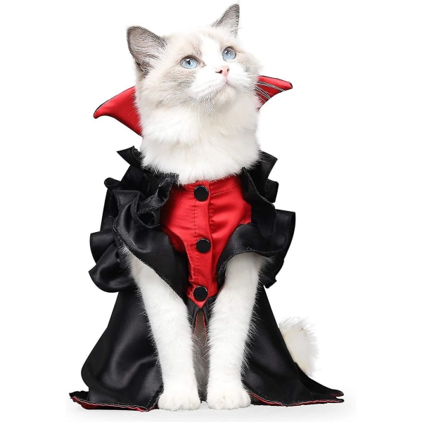 Katt og hund Halloween kostyme Halloween kjæledyr klær Vampyrkappe kostyme for små katter og hunder - kostyme til halloween fest (stort)（M）