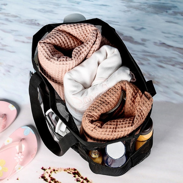 Multifunktionelle strandtasker mesh ekstra store tote tasker til opbevaring af håndklæder og tøj