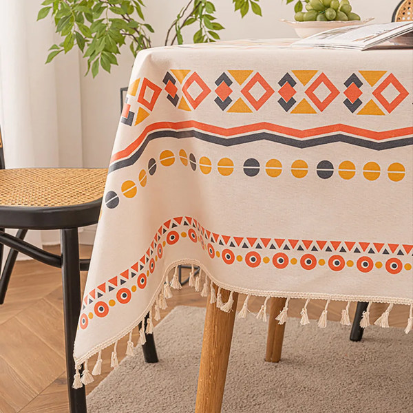 Rektangulär bordsduk- Anti-rynk polyester blommig duk 140×220 cm