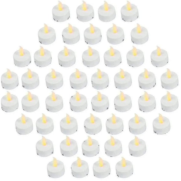 (48 kpl:n pakkaus) Realistiset ja kirkkaat paristokäyttöiset välkkyvät liekettömät led-kynttilät, paristot mukana - keltainen
