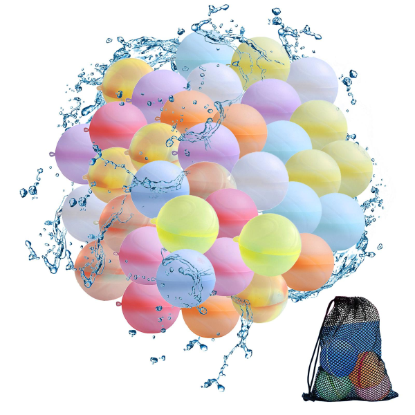 Gjenbrukbare vannballonger Sommer utendørs leker for barn Hurtigfyll selvforsegling（24stk）